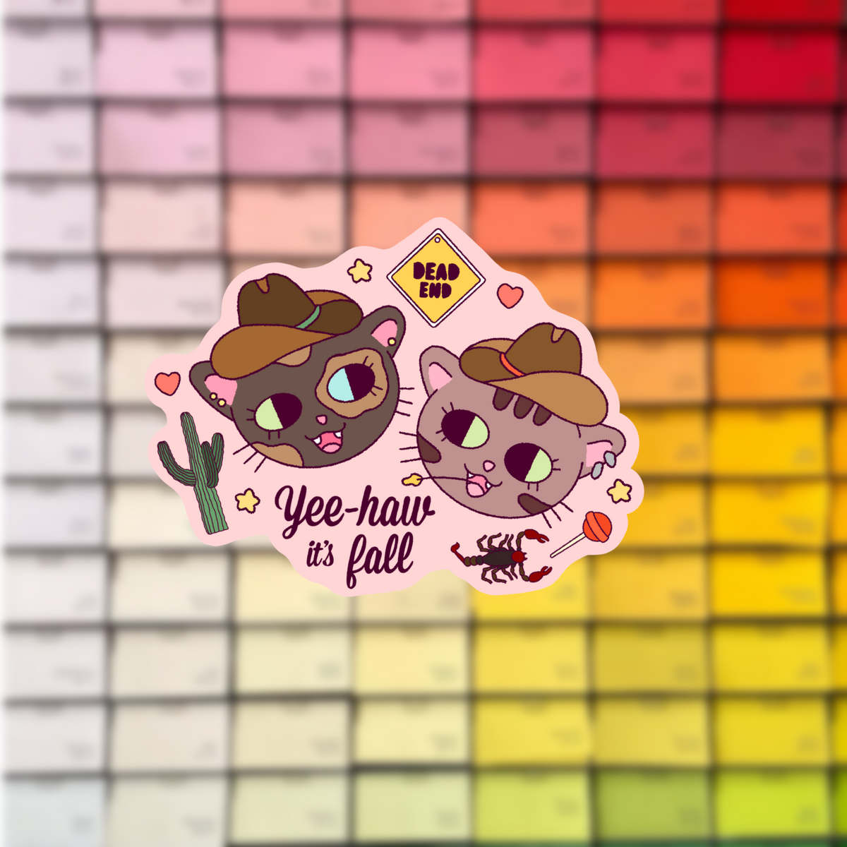 Spooky Cowboy Kitties Waterproof Sticker