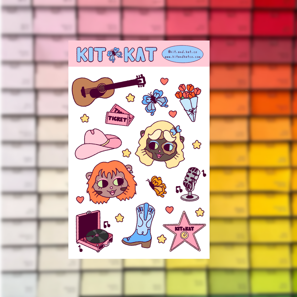 Country Music Kitties Sticker Sheet