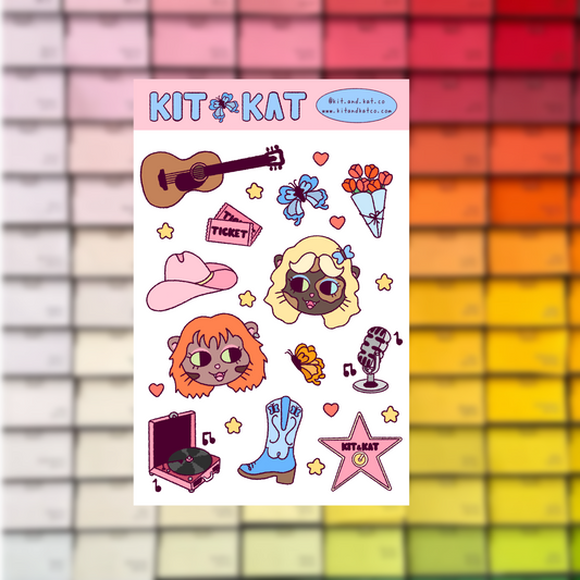 Country Music Kitties Sticker Sheet